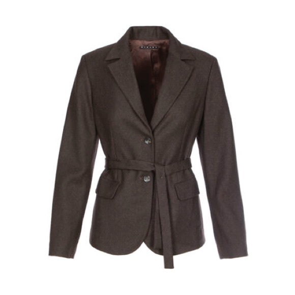 Sisley Jackets & Blazers - SISLEY brown tweed belted tailored blazer